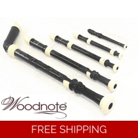 Woodnote Set 0f 5 Recorder Set in Black & Ivory-Bass/Tenor/Alto/Soprano/Sopranino